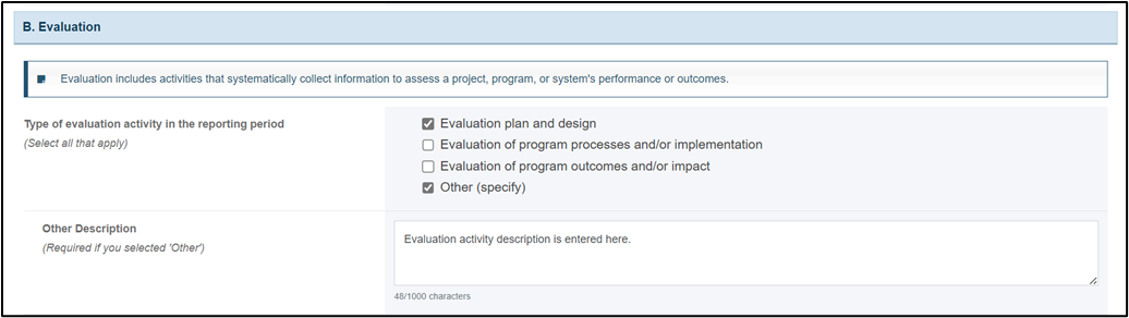 Screenshot of Evaluation