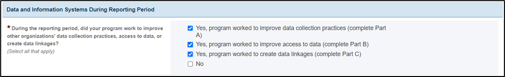 Screenshot of Reporting Period