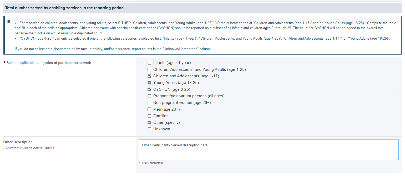 EHBs KB for Grantees > Direct and Enabling Services > D and e 2.png (total number served by enabling services in the reporting period) Screenshot of total number served by enabling services in the reporting period