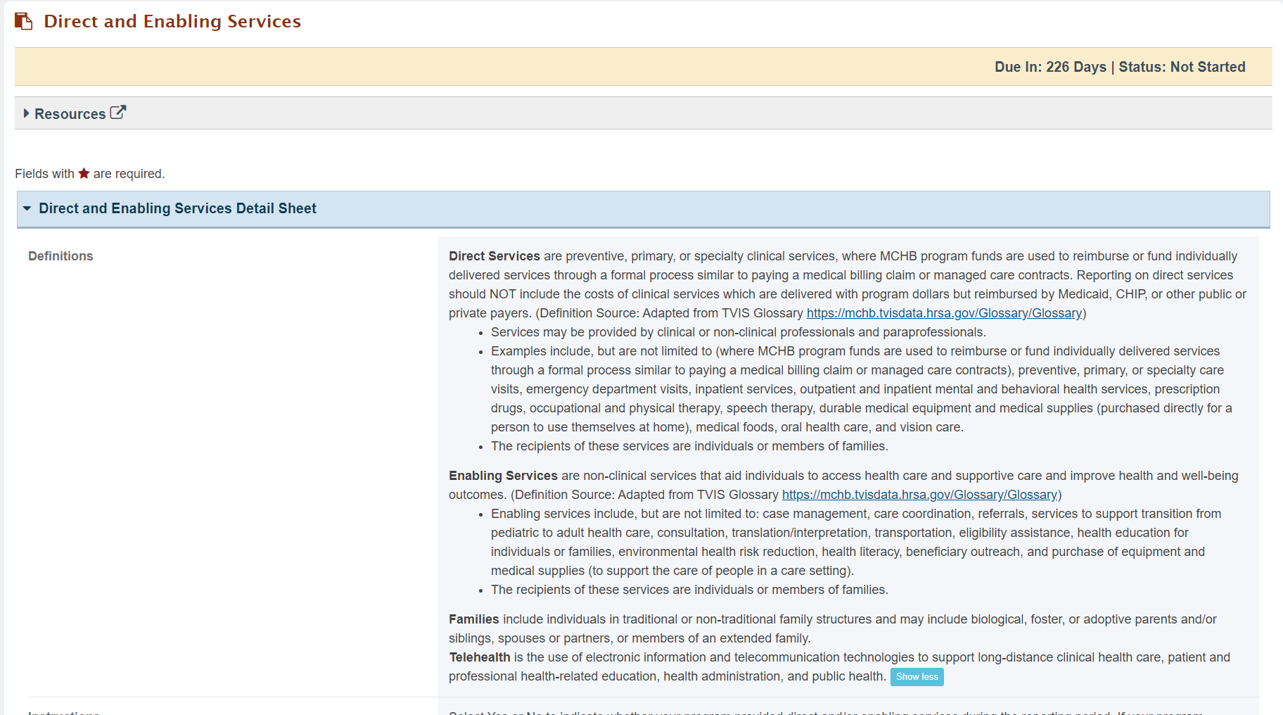 Screenshot of detail sheet