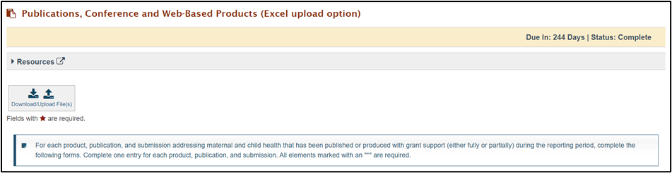 Screenshot of Publications conference and web based products section