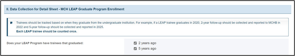 Screenshot of Data collection for detail sheet