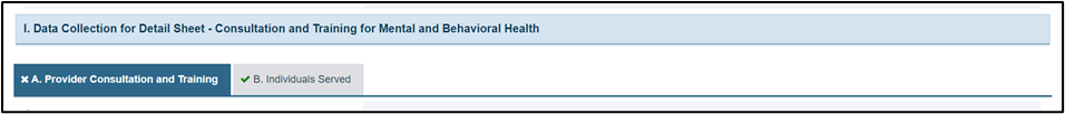 Screenshot of Data collection for detail sheet