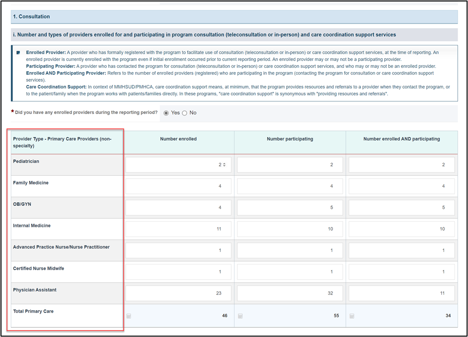 Screenshot of 1. Consultation