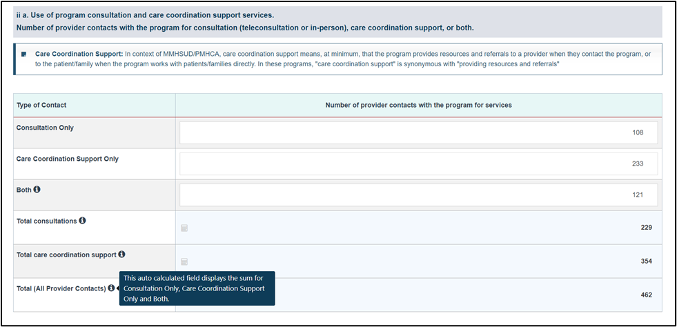 Screenshot of Type of contact field