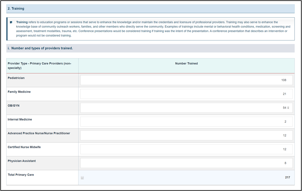 Screenshot of Section 2 training