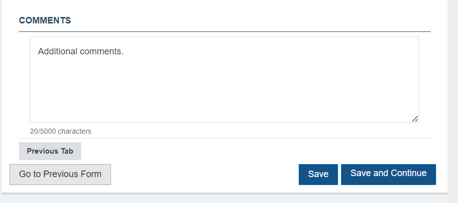 Screenshot of Comments section