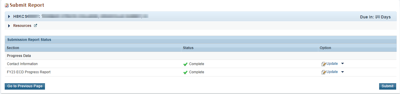Screenshot of Submit report confirm screen
