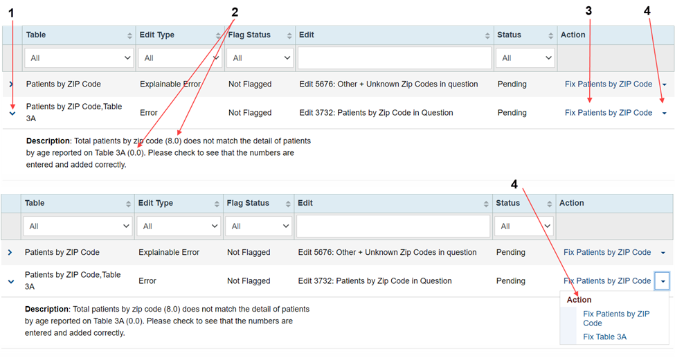 Screenshot of Clearing a data audit error