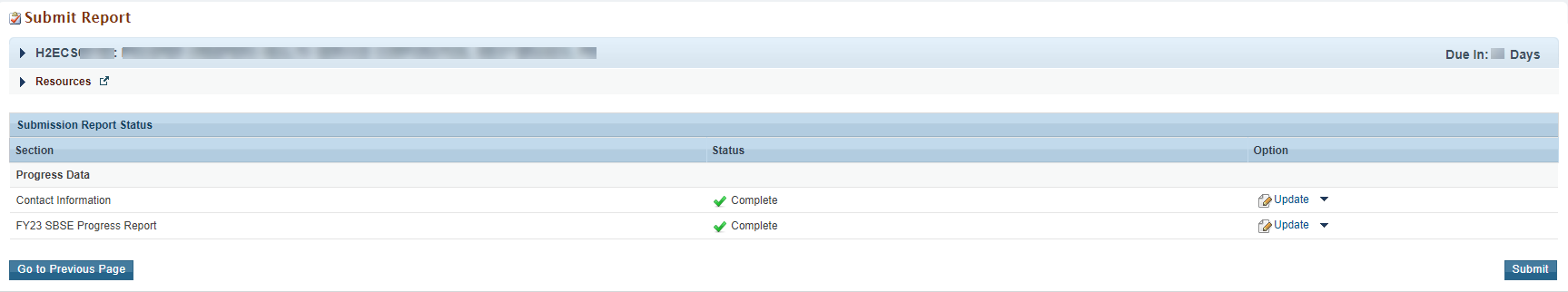 Screenshot of submit report confirm work page