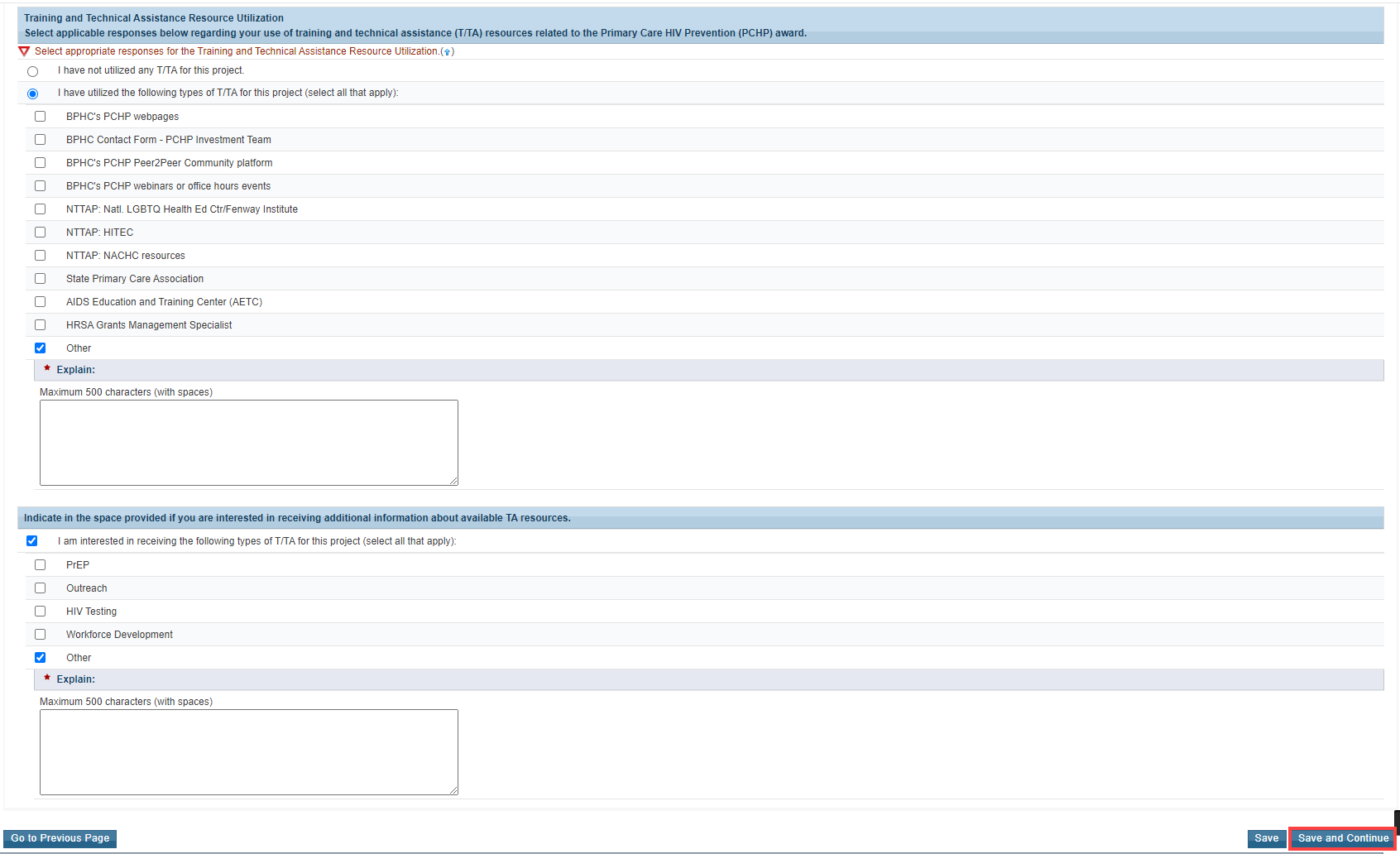 Screenshot of Tech assistance during reporting period