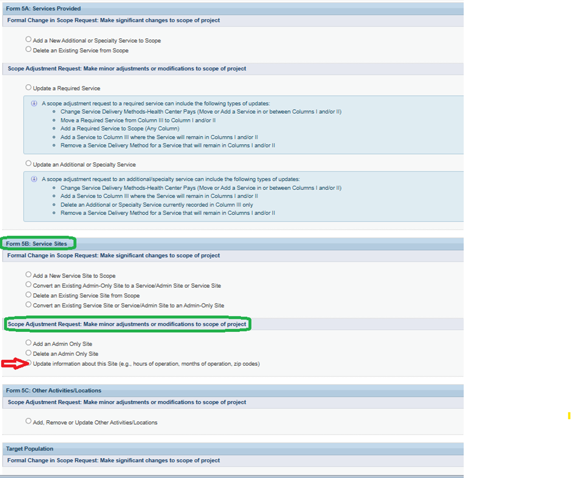 screenshot form 5b service site