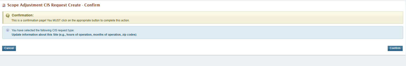 Screenshot Scope adjustment CIS request Create -confirm