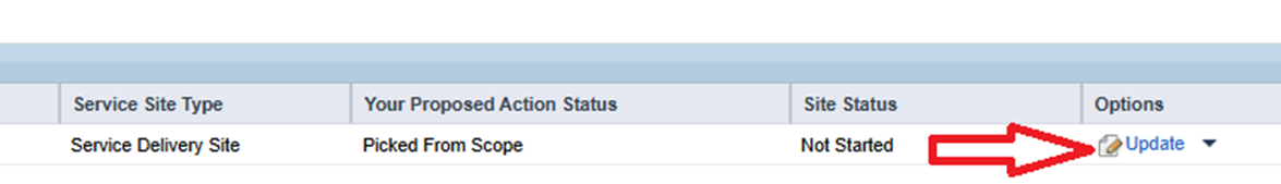 Screenshot of Form 5B Update in the Options Column