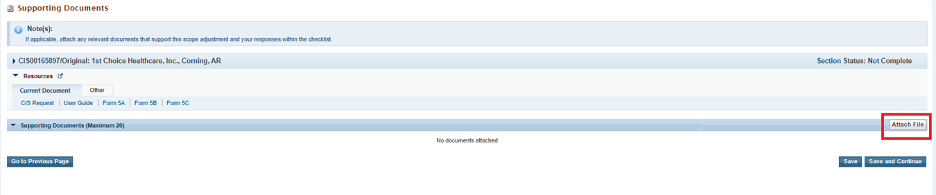 screenshot supporting documents page 