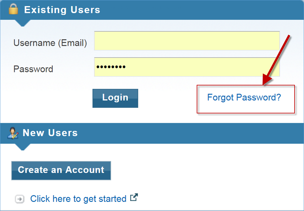 Login Page and Forgot Password Screenshot of Login Page and Forgot Password Link