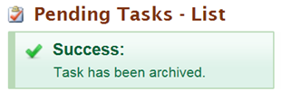 Success message stating Task has been archived