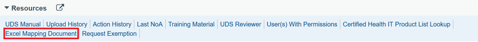 Excel Mapping Document Resource section link