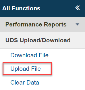 Screenshot of Upload File option on side toolbar