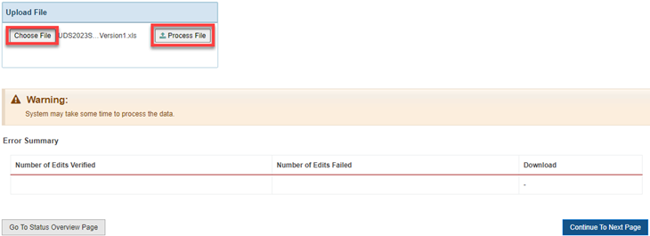 Screenshot of the Upload File page
