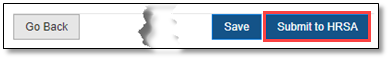 Screenshot of Submit to HRSA button
