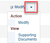 Screenshot of PHCs Details - Modify link drop-down menu